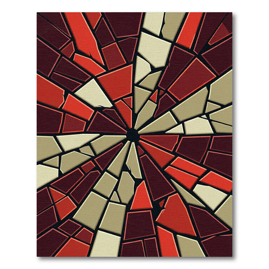 Crimson Beige Sunburst Mosaic Rug