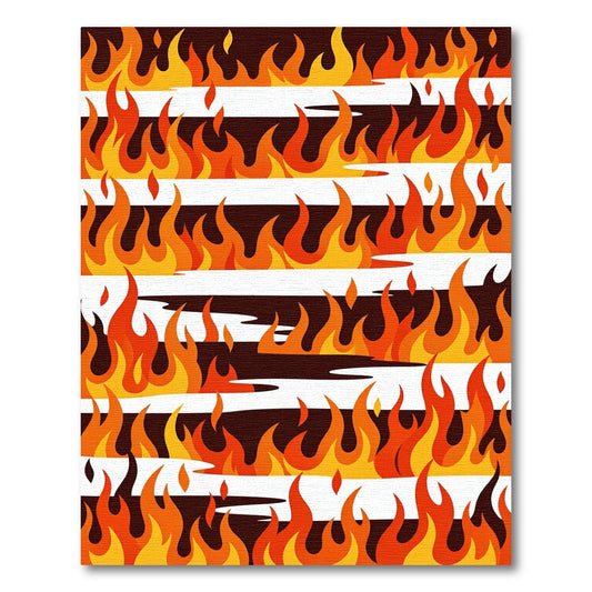 Fiery Orange Yellow Flame Stripes Rug