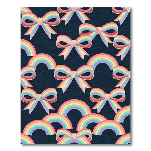 Pastel Rainbow Bow Adornment Print Rug