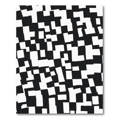 Black White Scattered Square Arrangement Rug