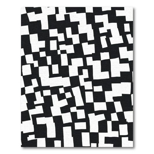 Black White Scattered Square Arrangement Rug