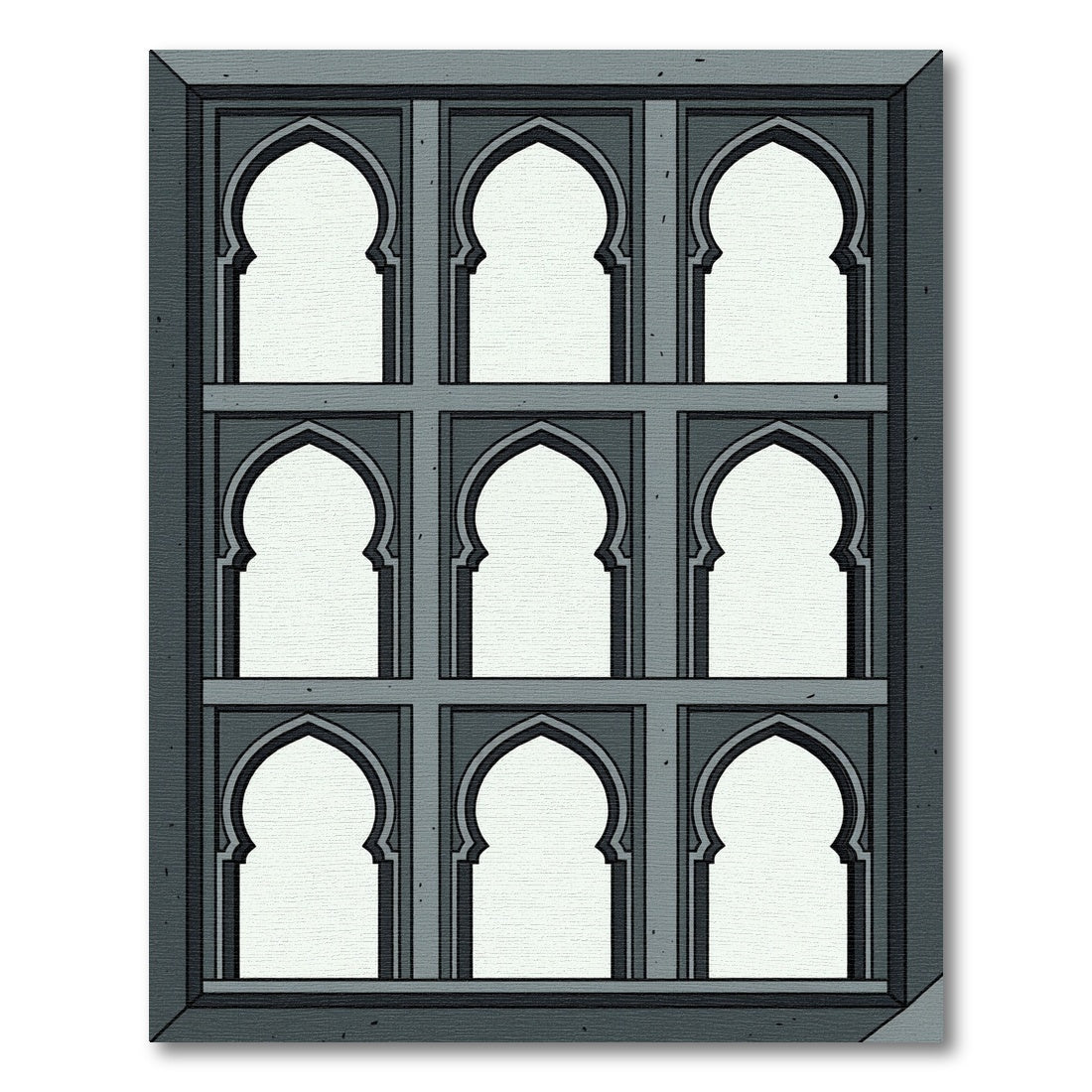 Gray Trefoil Arches Window Composition Rug