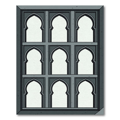 Gray Trefoil Arches Window Composition Rug