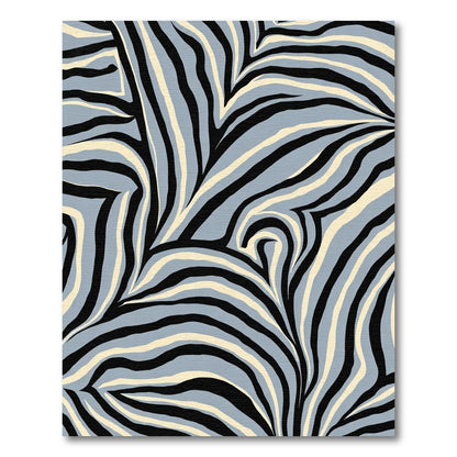 Gray And Cream Zebra Stripe Swirls Rug