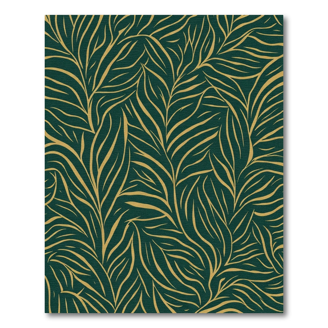 Deep Forest Gold Leaf Swirl Rug