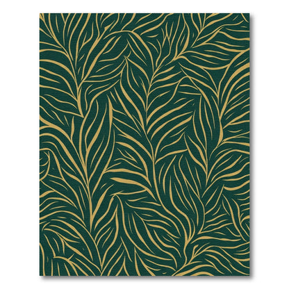 Deep Forest Gold Leaf Swirl Rug