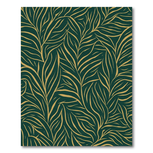 Deep Forest Gold Leaf Swirl Rug