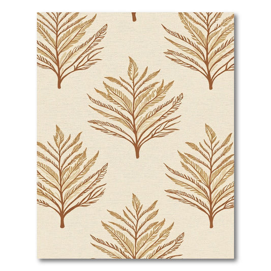 Earthy Fern Branch Repeating Composition Rug