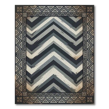 Monochromatic Gray Zigzag Geometric Chevron Rug