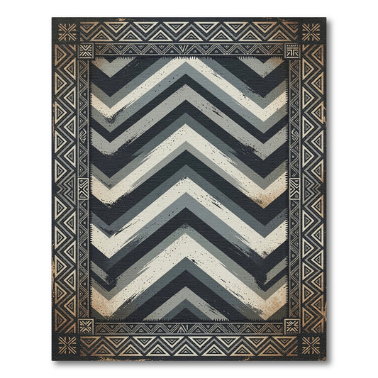 Monochromatic Gray Zigzag Geometric Chevron Rug