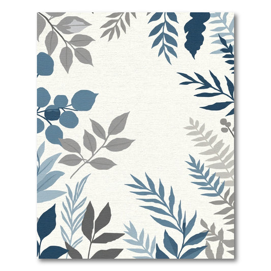 Slate Blue And Gray Leafy Vine Rug