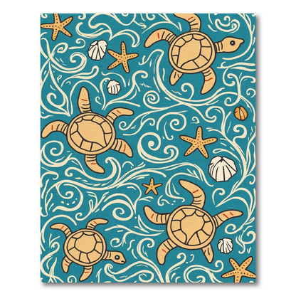 Aqua Turtle Swirl Starfish Shell Mix Rug