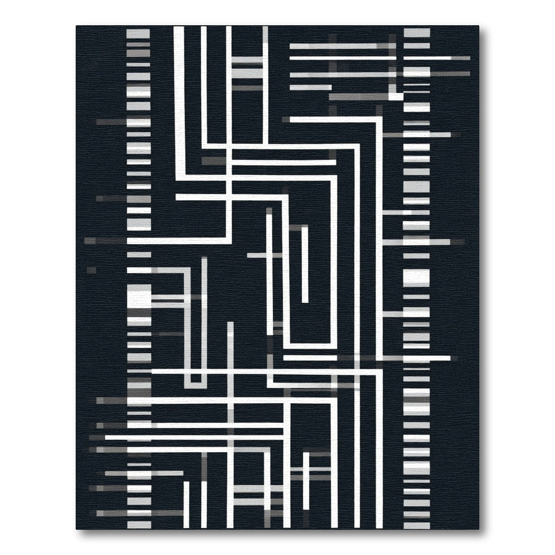 Monochrome Rectilinear Line Art Rug