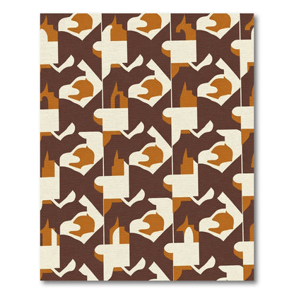 Earthy Brown Geometric Abstract Composition Rug