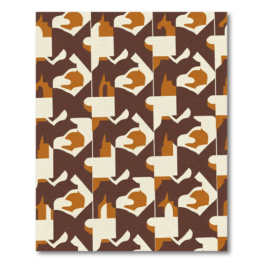 Earthy Brown Geometric Abstract Composition Rug
