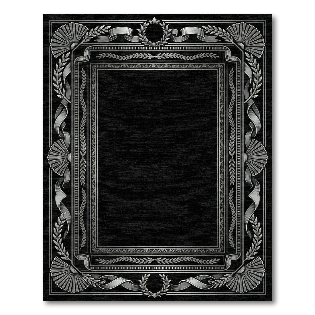 Ornate Silver Laurel Ribbon Frame Rug