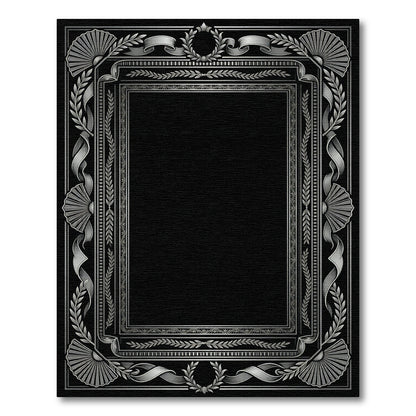 Ornate Silver Laurel Ribbon Frame Rug