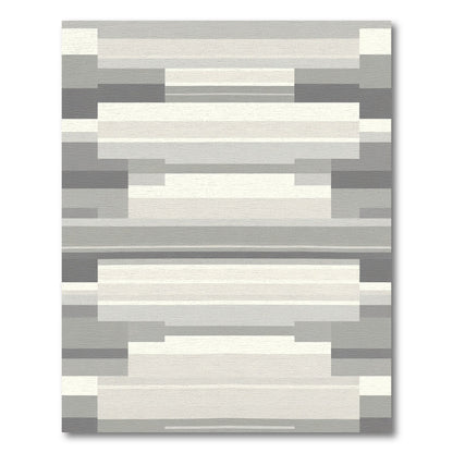 Modern Gray Geometric Rectangular Composition Rug