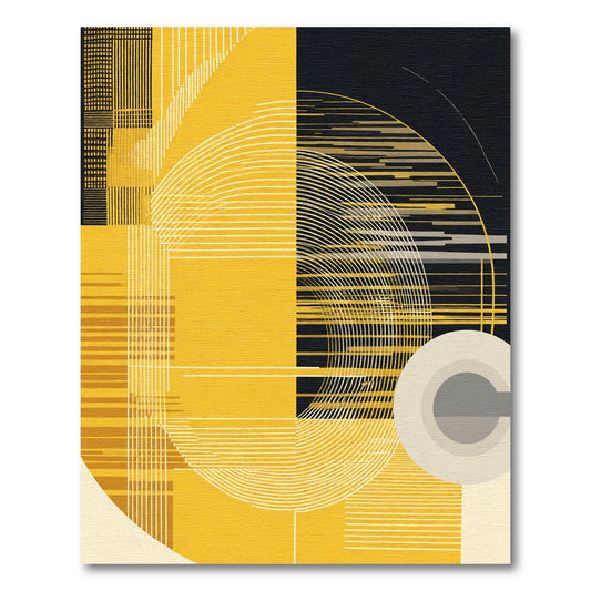 Bold Yellow Modern Geometric Lines Rug