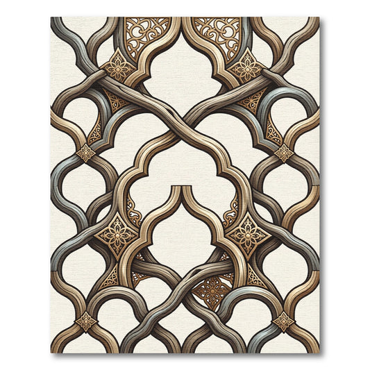 Elegant Gold Metallic Intertwined Scroll Rug