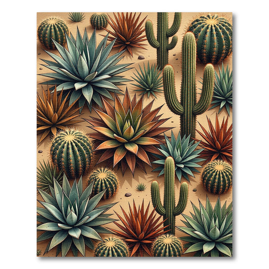 Desert Succulent Garden Cactus Collage Rug