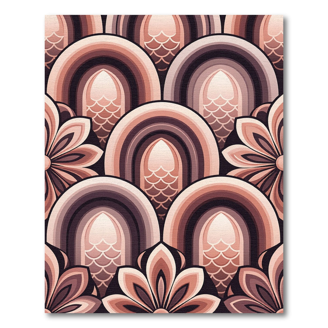 Art Deco Blush Arch Floral Tile Rug