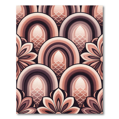 Art Deco Blush Arch Floral Tile Rug