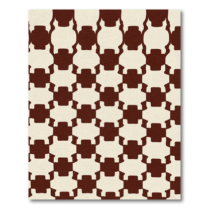 Brown Cream Interlocking Chess Squares Rug