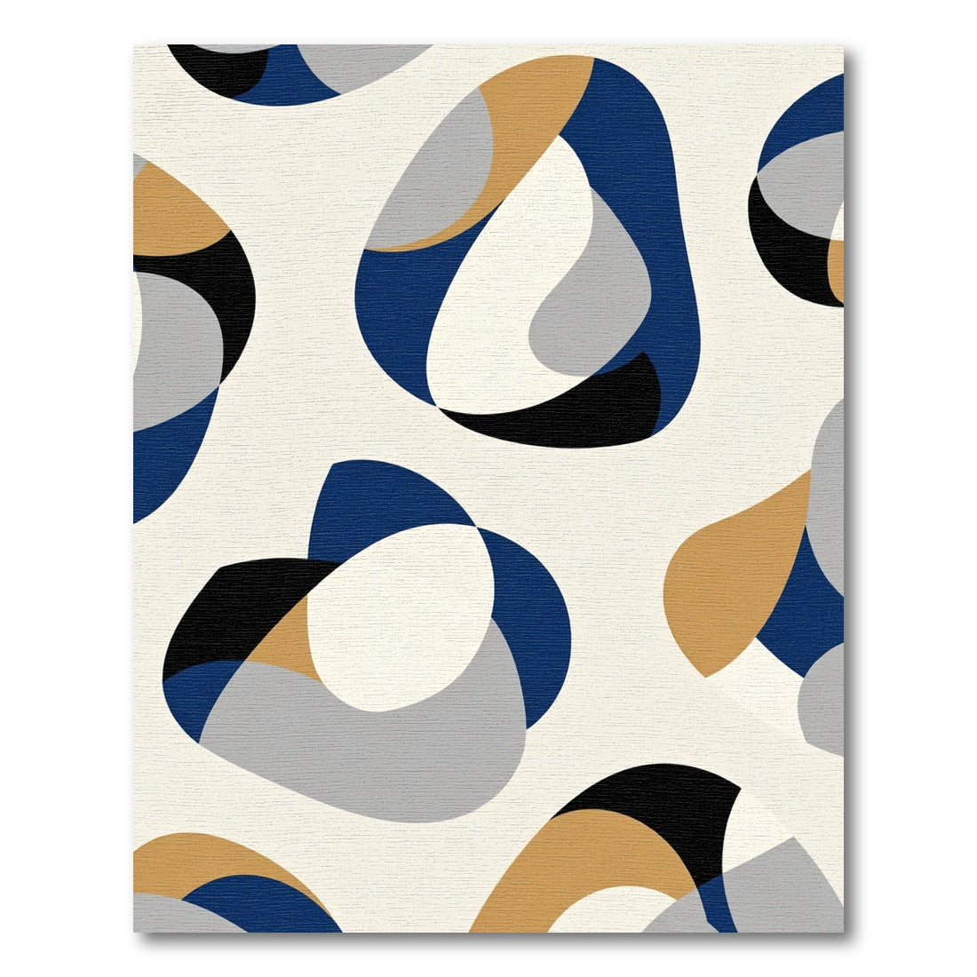 Abstract Blue Gold Gray Organic Forms Rug