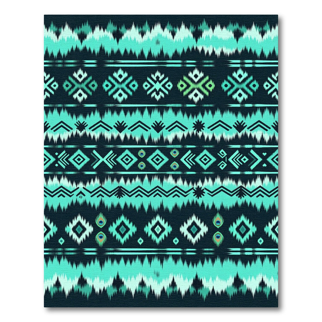Teal Tribal Peacock Diamond Stripe Rug