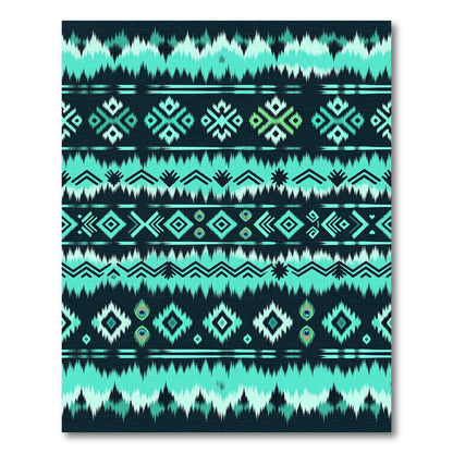 Teal Tribal Peacock Diamond Stripe Rug