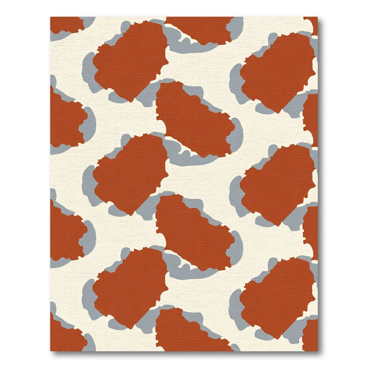 Terracotta and Gray Abstract Spots Rug
