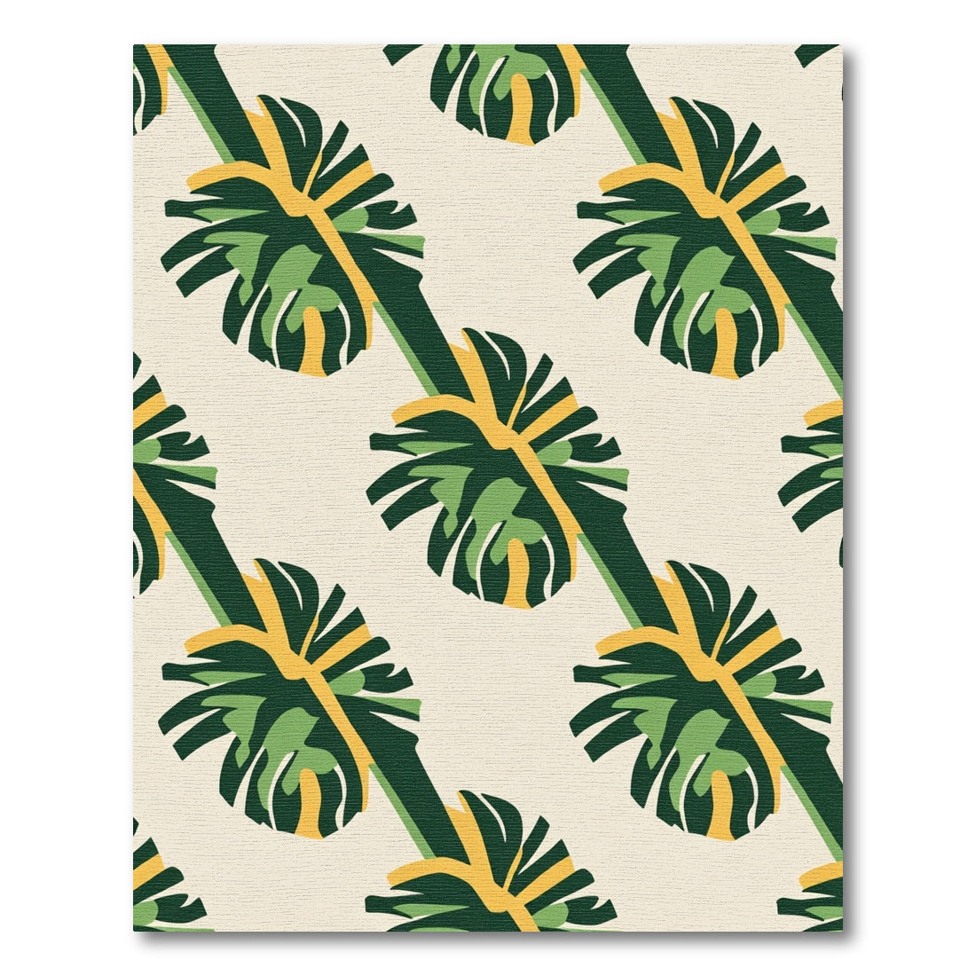 Green Yellow Bold Monstera Leaf Rug