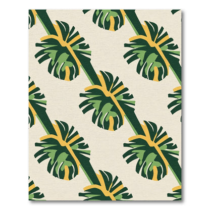 Green Yellow Bold Monstera Leaf Rug