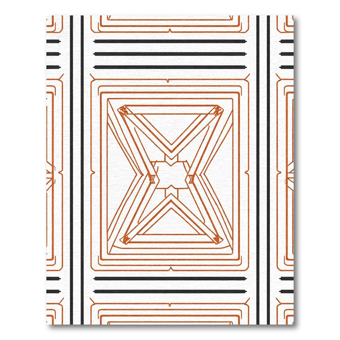Rust Geometric Diamond Outline Rug