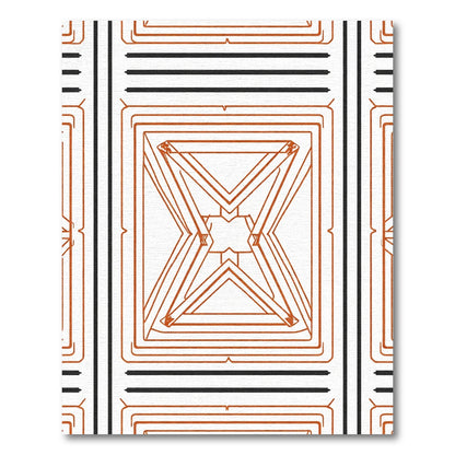 Rust Geometric Diamond Outline Rug