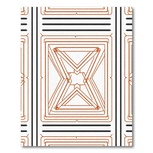 Rust Geometric Diamond Outline Rug