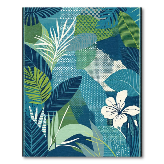 Tropical Collage Leaf Flower Rug