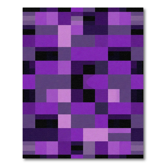 Modern Purple Geometric Blocks Rug