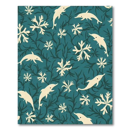 Cream Dolphin Seaweed Teal Rug