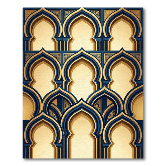 Navy and Gold Arched Gateway Rug