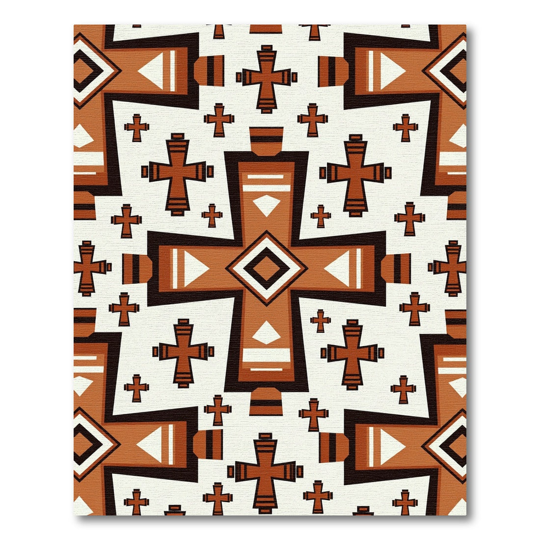Terracotta Southwestern Cross Geometric Tile Rug