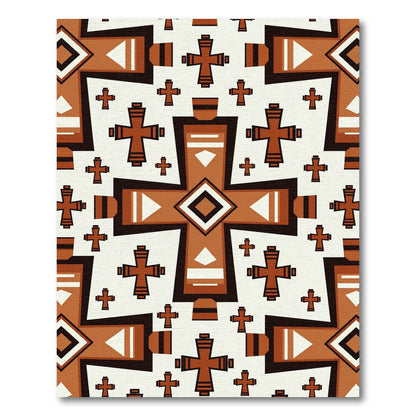 Terracotta Southwestern Cross Geometric Tile Rug