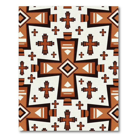 Terracotta Southwestern Cross Geometric Tile Rug