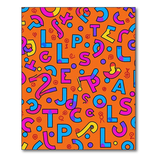 Retro Alphabet Graphic Orange Area Rug