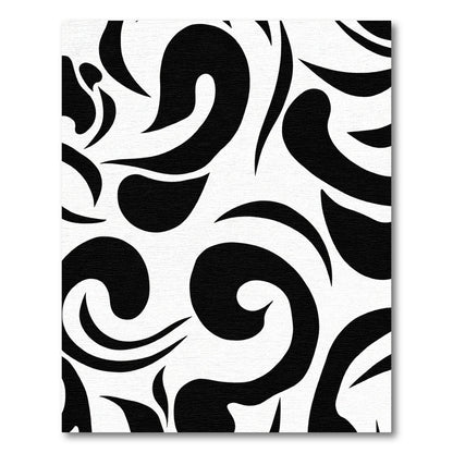 Bold Black Swirl Abstract Statement Rug