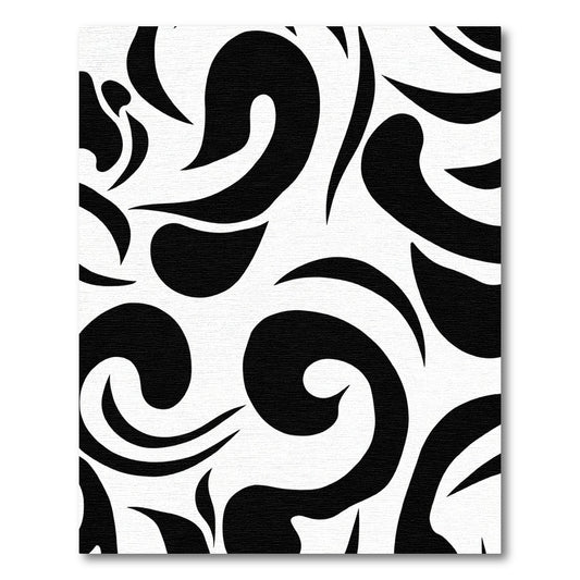 Bold Black Swirl Abstract Statement Rug