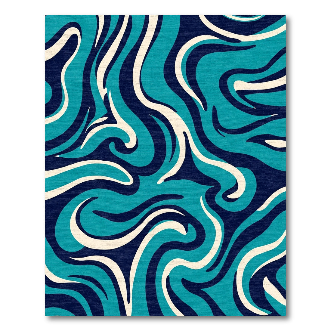 Deep Blue Ivory Swirl Abstract Rug