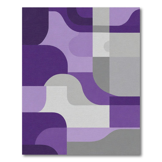 Purple and Gray Abstract Curve Rug