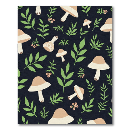 Mushroom Forest Deep Blue Foliage Rug